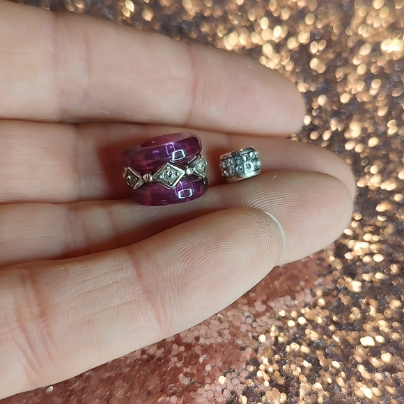 One Round Purple Resin Bead and One Small Round Silver Crystal Spacer! - Picture 6 of 10